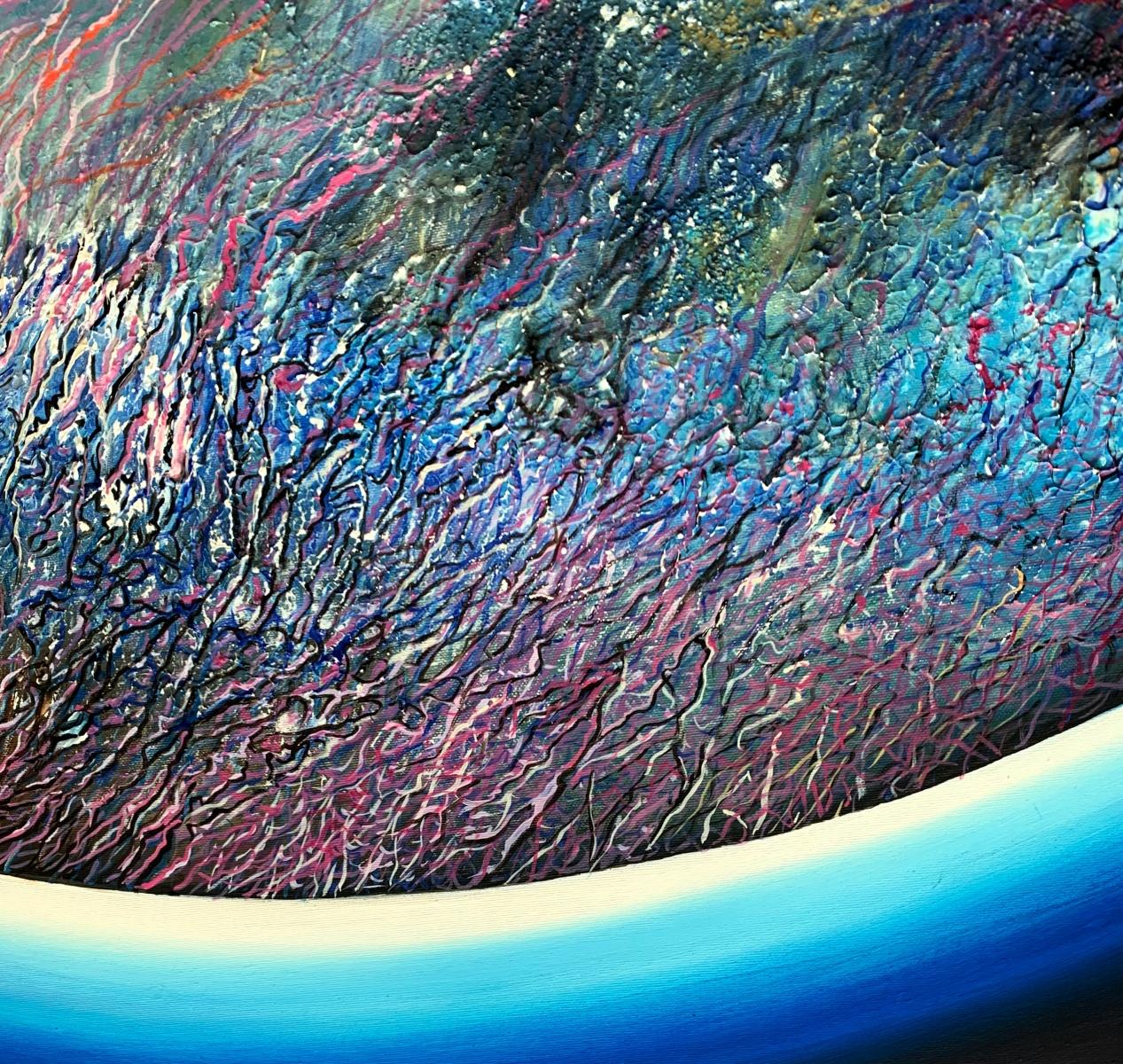 A Planet 2. Peinture acrylique contemporaine, Cosmos, Grande échelle, Artiste polonais - Violet Landscape Painting par Barbara Hubert