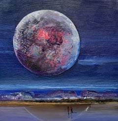 A Planet - Contemporary Acrylic on Cardboard Painting, Landscape, Polish art