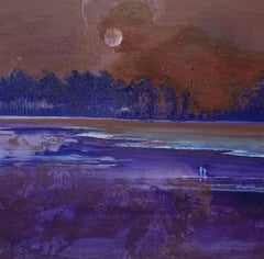 The Moon - Contemporary Acrylic Painting, Landscape, Polish art
