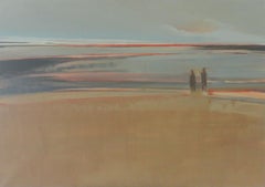 Beach I - XXI Century Oil Painting, Landscape, Figurative, Muted Colors