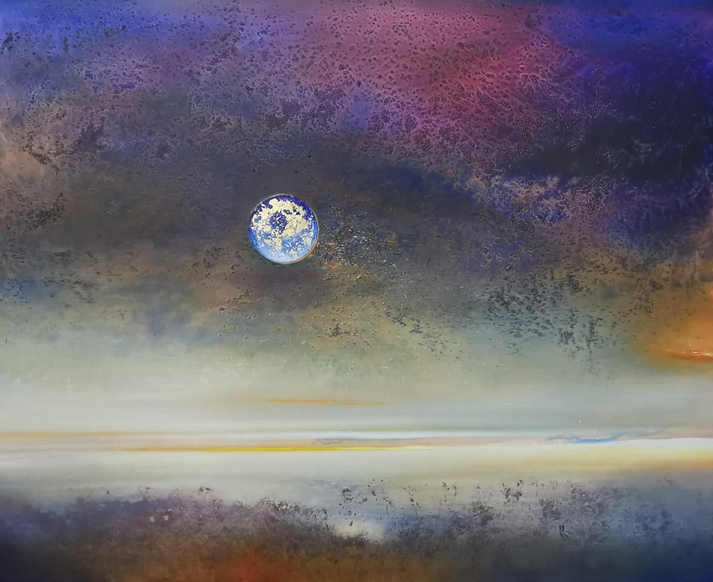 Helle Nacht. Contemporary Oil Abstract Landscape Painting, polnischer Künstler