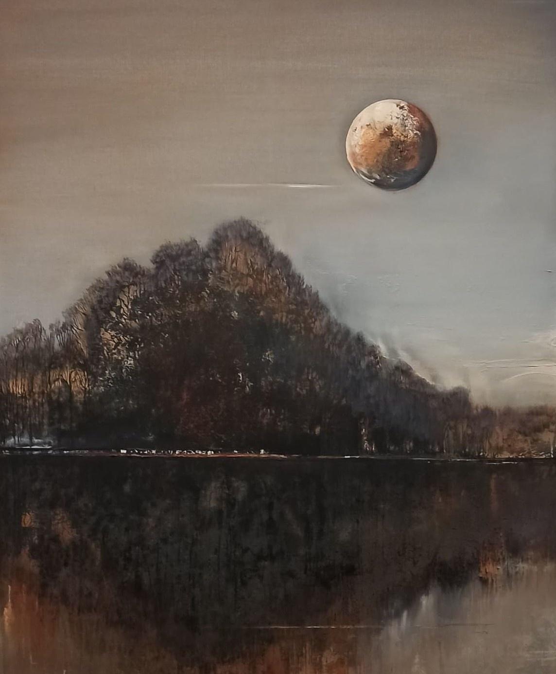 Barbara Hubert Landscape Painting – Helle Nacht - Zeitgenössische Ölgemälde, Landschaft, Polnische Kunst