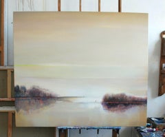 Dawn - XXI Century contemporary oil figurative painting, Landscape, Muted colors