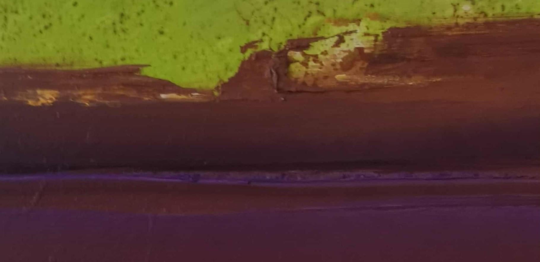 Ende des Sommers 3. Zeitgenössische Öl-Landschaftsmalerei, polnischer Künstler (Braun), Landscape Painting, von Barbara Hubert