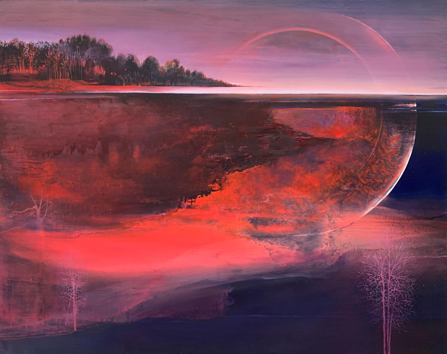 Landscape Painting Barbara Hubert - Pleine Lune 12. Peinture acrylique contemporaine, paysage, grande échelle, artiste polonais