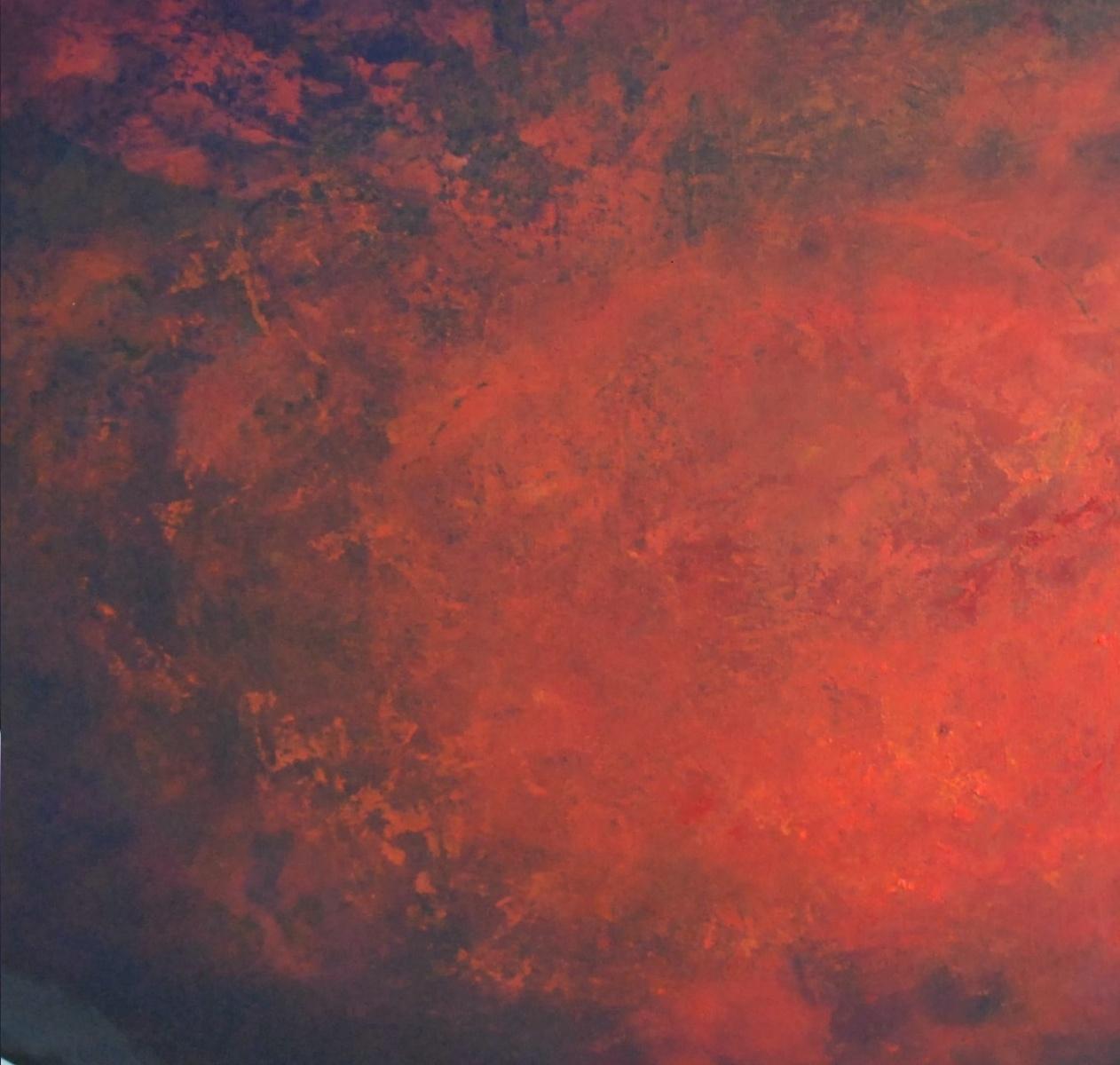 Full Moon II - XXI Century, Oil figurative painting, Space, Cosmos, Dark Colors  - Painting by Barbara Hubert