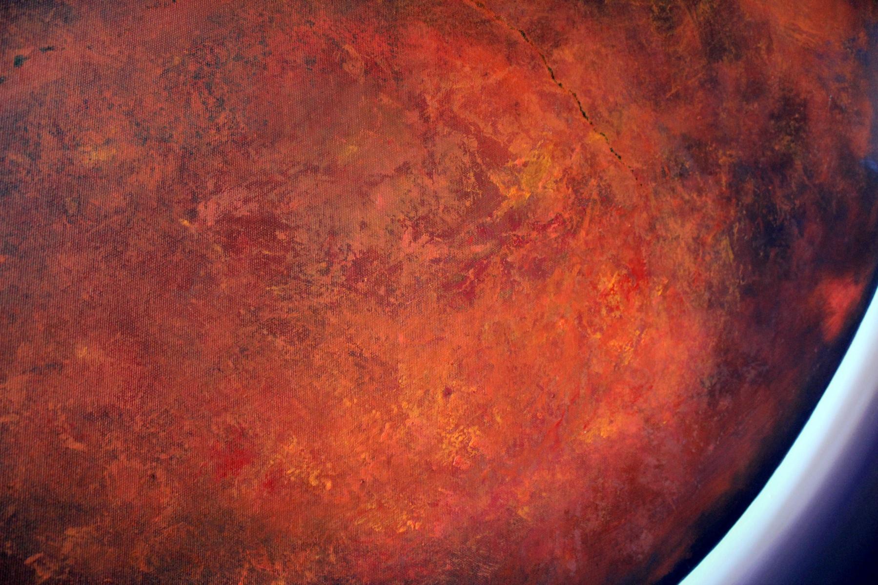 Full Moon II - XXI Century, Oil figurative painting, Space, Cosmos, Dark Colors  - Black Landscape Painting by Barbara Hubert