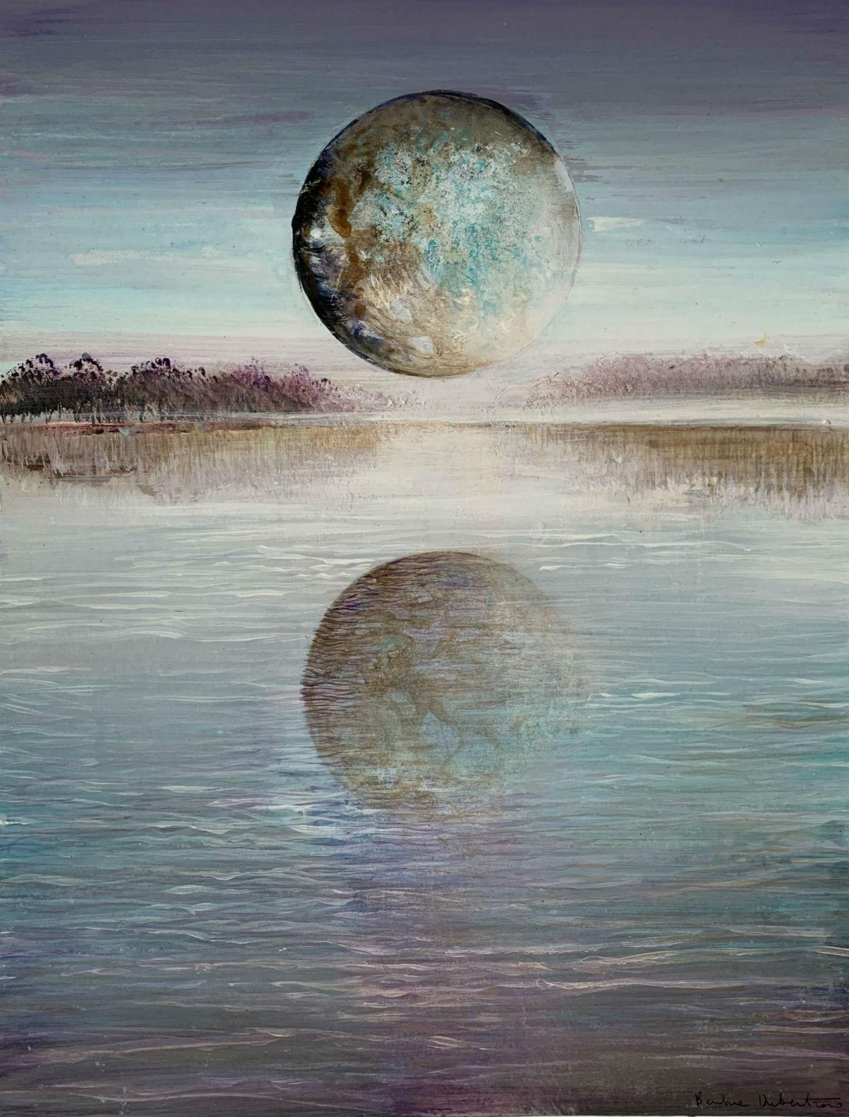 Landscape Painting Barbara Hubert - Pleine lune III - XXIème siècle, Peinture acrylique contemporaine, Paysage
