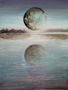 Pleine lune III - XXIème siècle, Peinture acrylique contemporaine, Paysage
