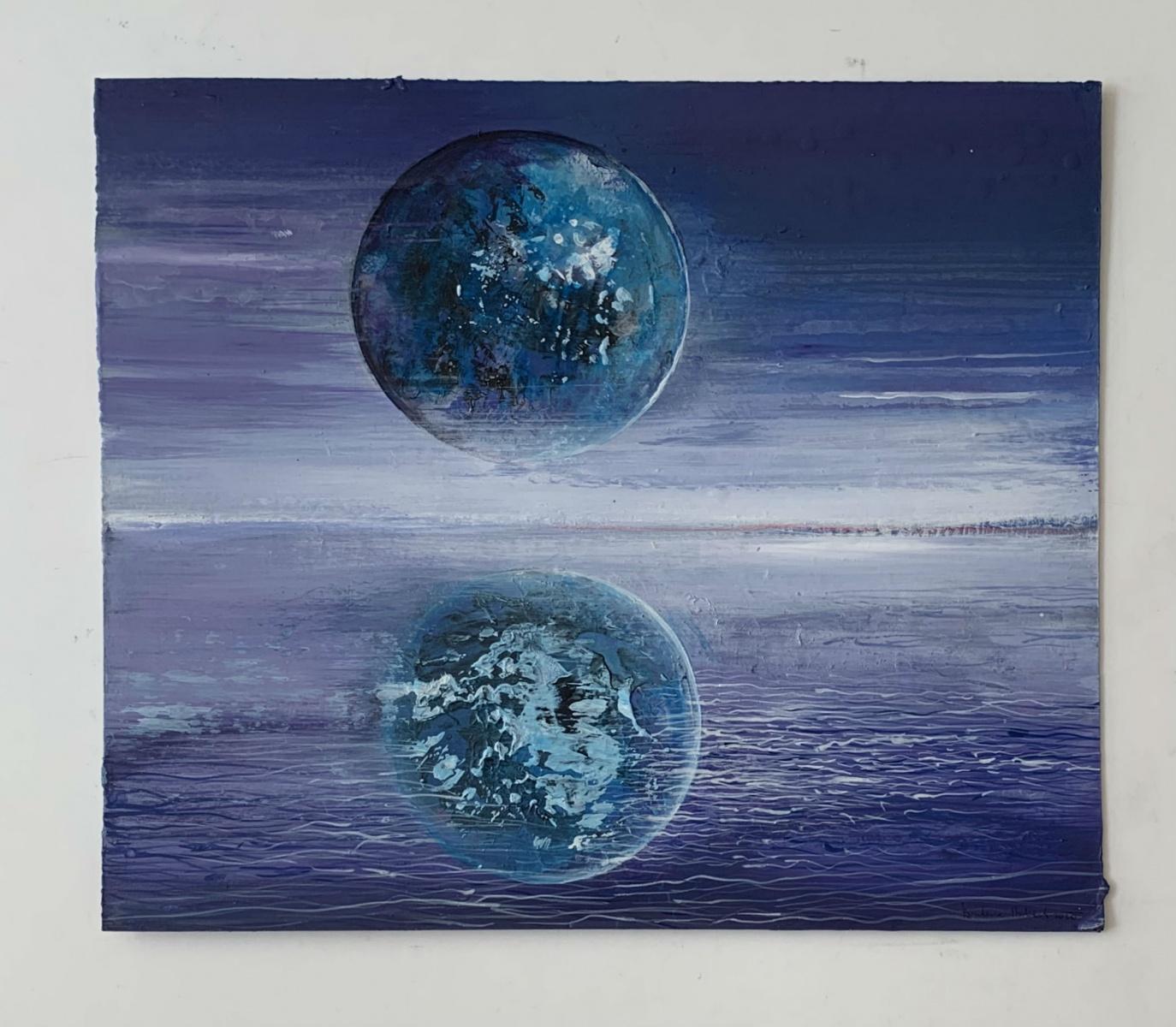 Barbara Hubert Figurative Painting - Full moon III - XXI Century, Contemporary Acrylic Painting, Landscape, Vibrant