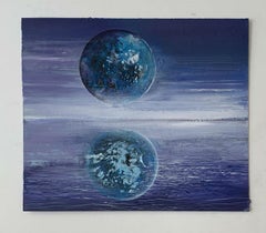 Pleine lune III - XXIème siècle, Peinture acrylique contemporaine, Paysage, Vibrant