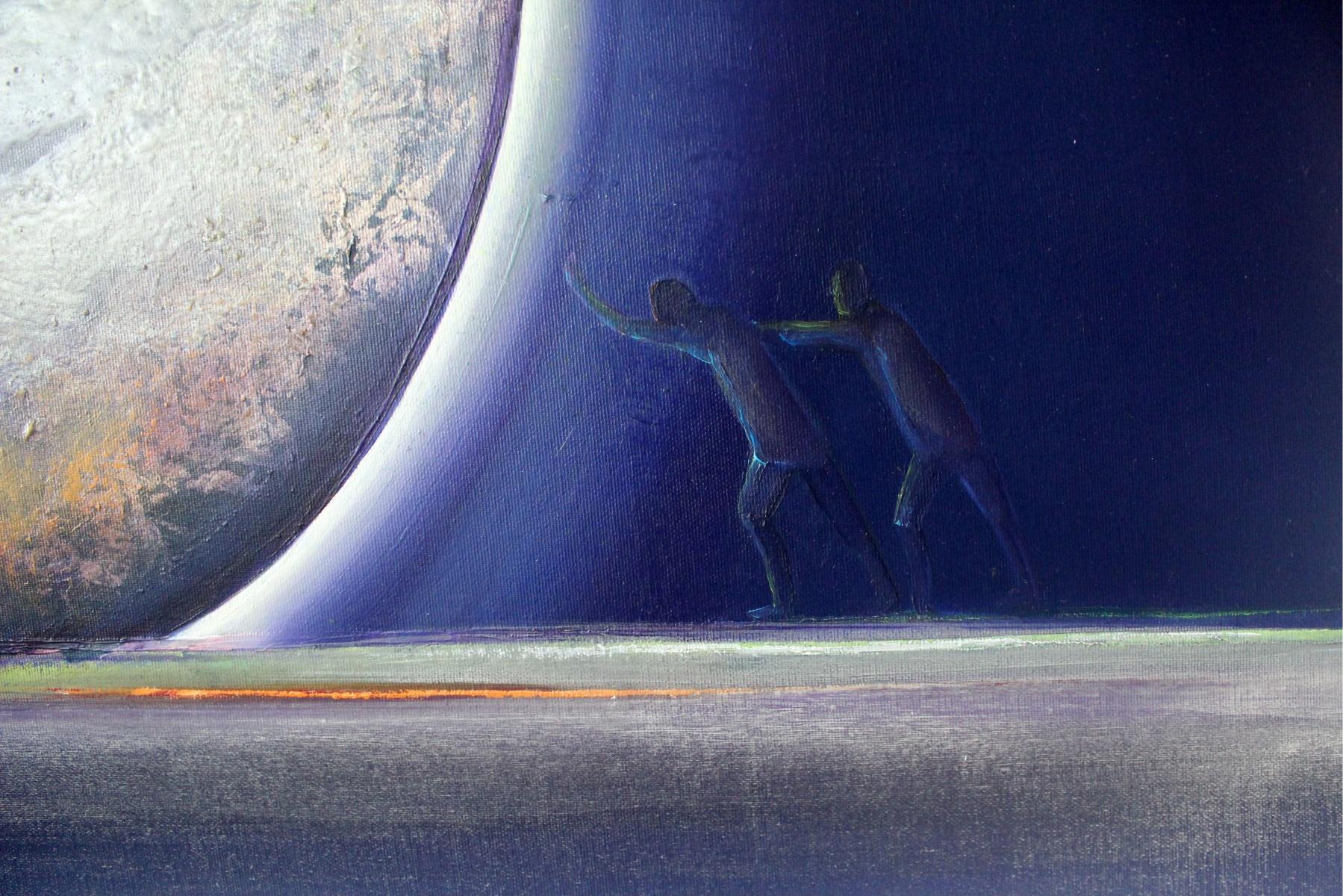 Full Moon VI - XXI Century, Oil Painting, Landscape, Sky, Cosmos, Galaxy 2