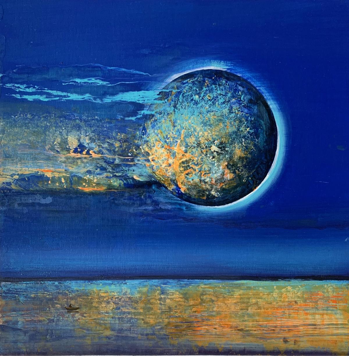 Barbara Hubert Landscape Painting - Full moon - XXI Century, Contemporary Acrylic Painting, Landscape, Vibrant