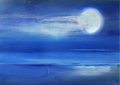 Full Moon - XXI Century, Painting, Landscape, Blue