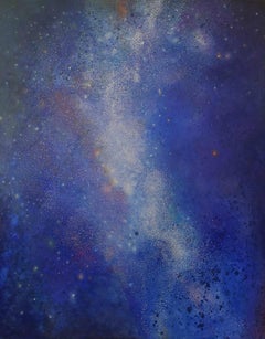 Galaxie 1. Zeitgenössische abstrakte Landschaftsmalerei in Öl, polnischer Künstler