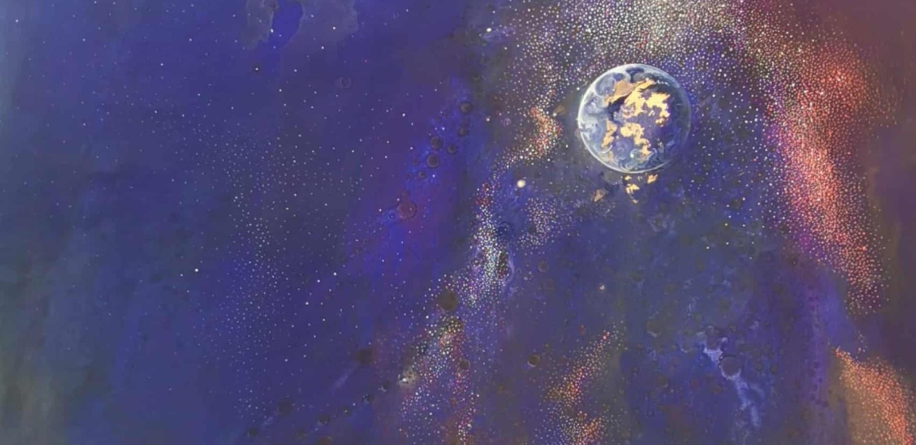 Galaxie 2. Peinture abstraite contemporaine de paysage à l'huile, artiste polonais - Autres styles artistiques Painting par Barbara Hubert