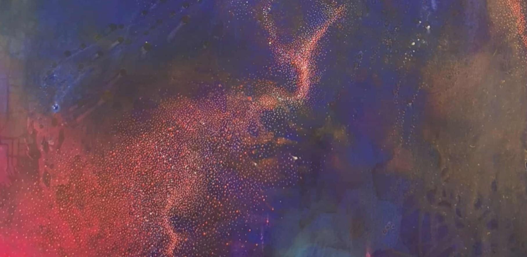 Peinture figurative contemporaine à l'huile sur toile de l'artiste polonaise Barbara Hubert. L'œuvre d'art représente un paysage ou même un paysage aquatique peint de manière abstraite. Il présente des couleurs subtiles et des couleurs vives.