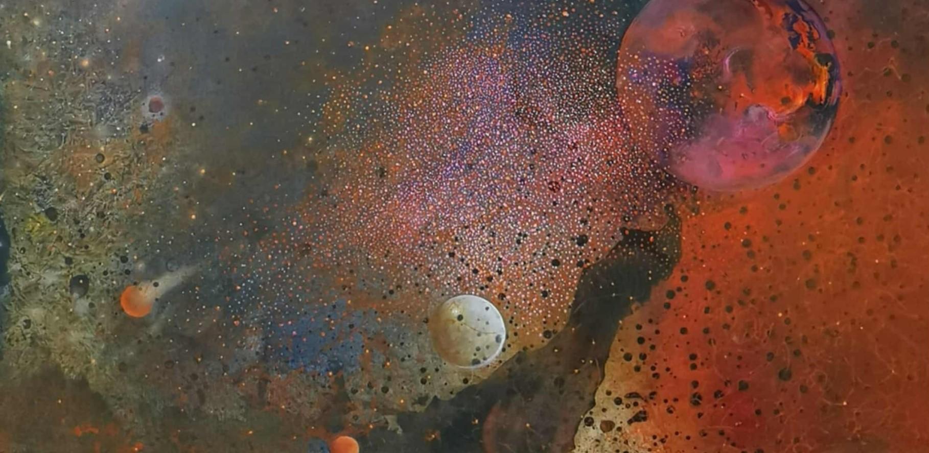 Galaxie 4. Zeitgenössische abstrakte Landschaftsmalerei in Öl, polnischer Künstler – Painting von Barbara Hubert