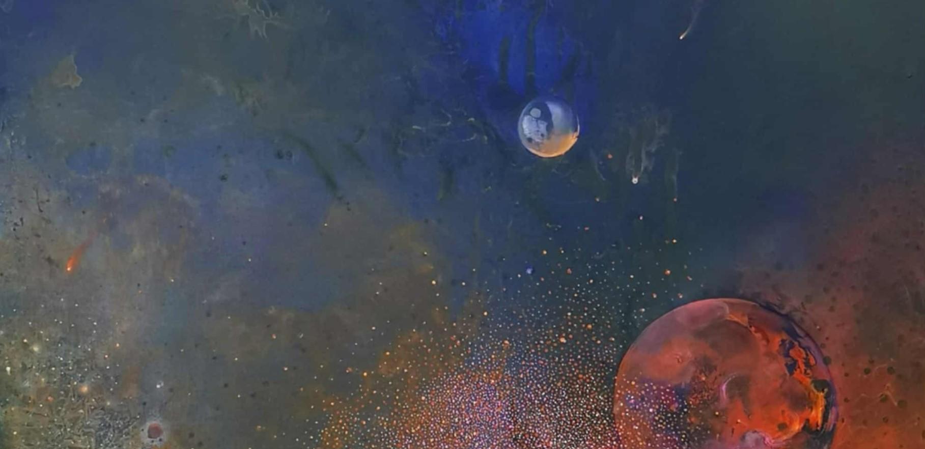 Galaxie 4. Zeitgenössische abstrakte Landschaftsmalerei in Öl, polnischer Künstler (Sonstige Kunststile), Painting, von Barbara Hubert