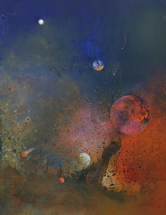 Galaxie 4. Zeitgenössische abstrakte Landschaftsmalerei in Öl, polnischer Künstler