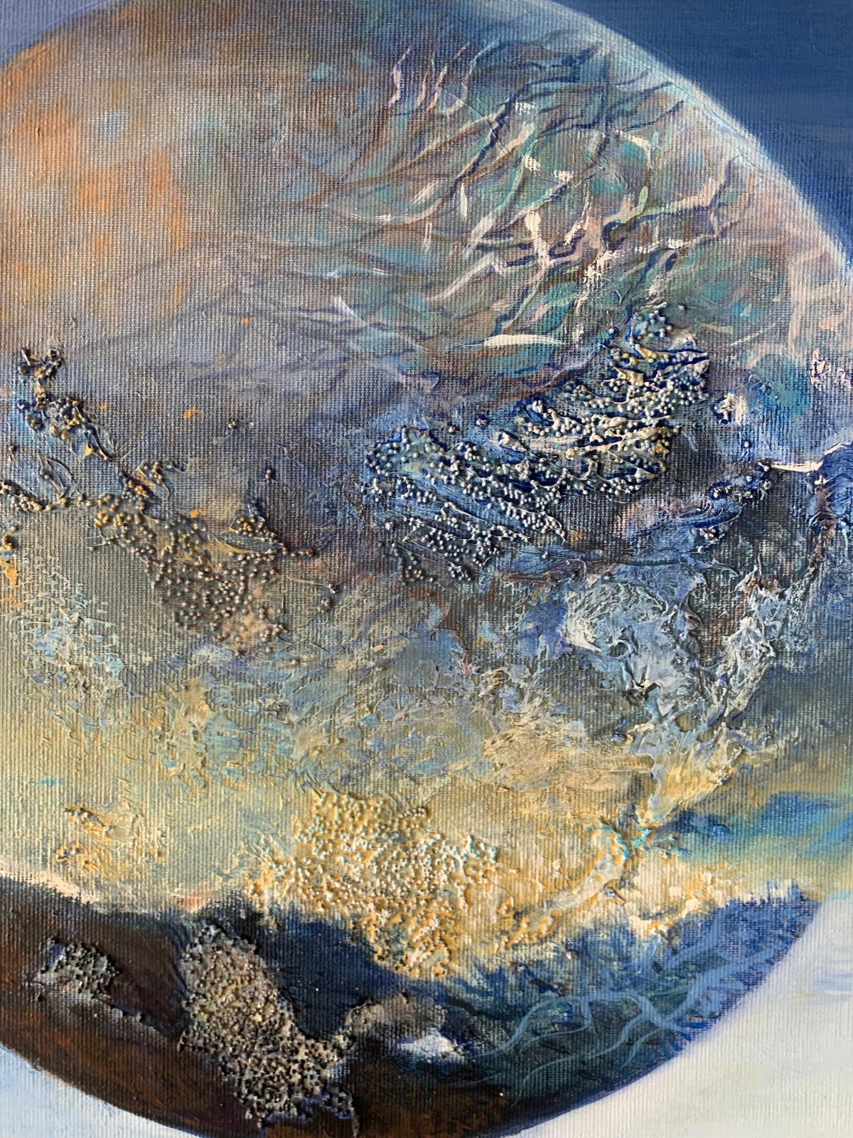 Ladscape con la Luna. Pittura a olio contemporanea, Grande scala, artista polacco - Painting Altro stile artistico di Barbara Hubert