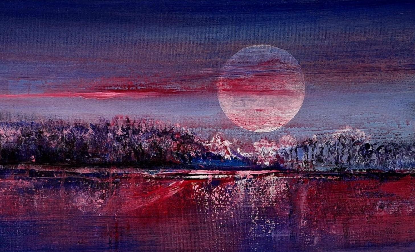 Landschaft. Zeitgenössische Öl-Landschaftsmalerei, polnischer Künstler – Painting von Barbara Hubert