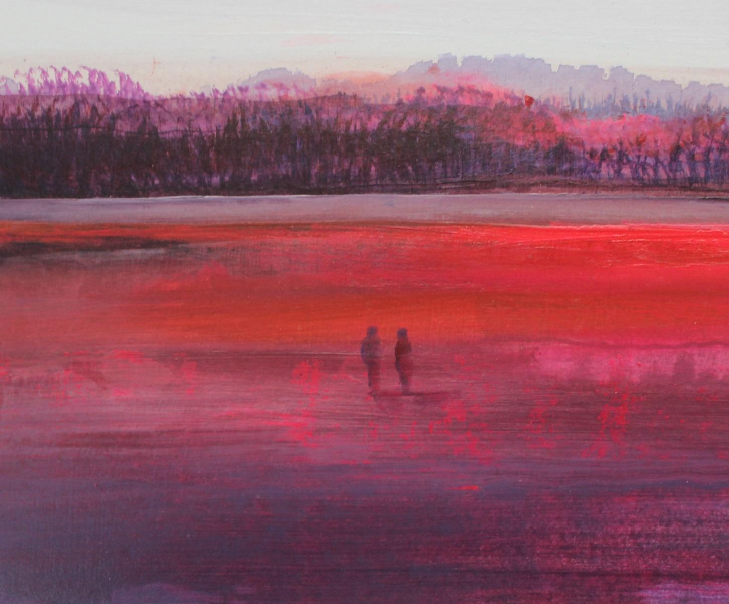Landscape II - Acrylic Figurative Painting, Red pink & purple 2
