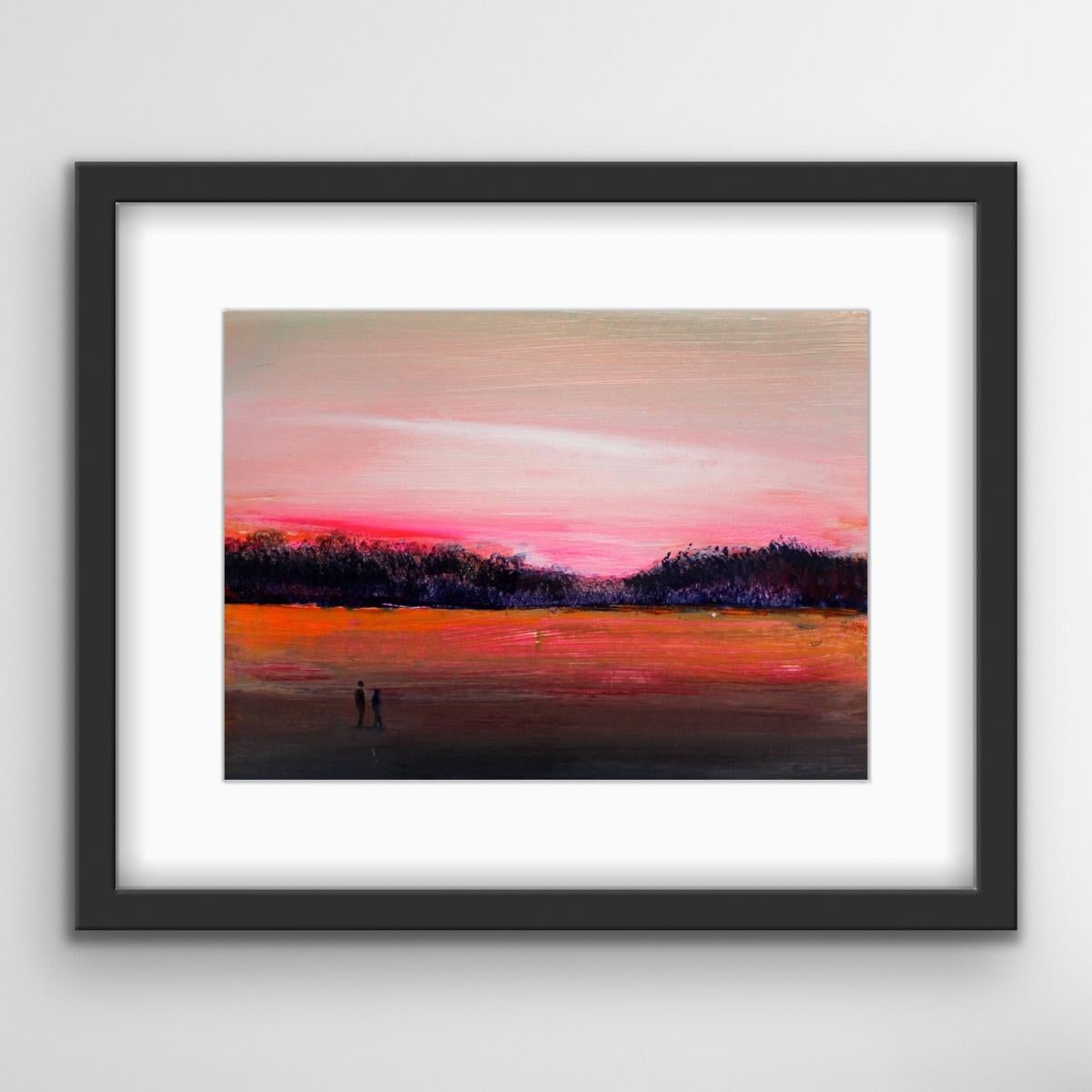 Landscape III - Acrylic Figurative Painting, Vibrant colors, Pink & orange 1