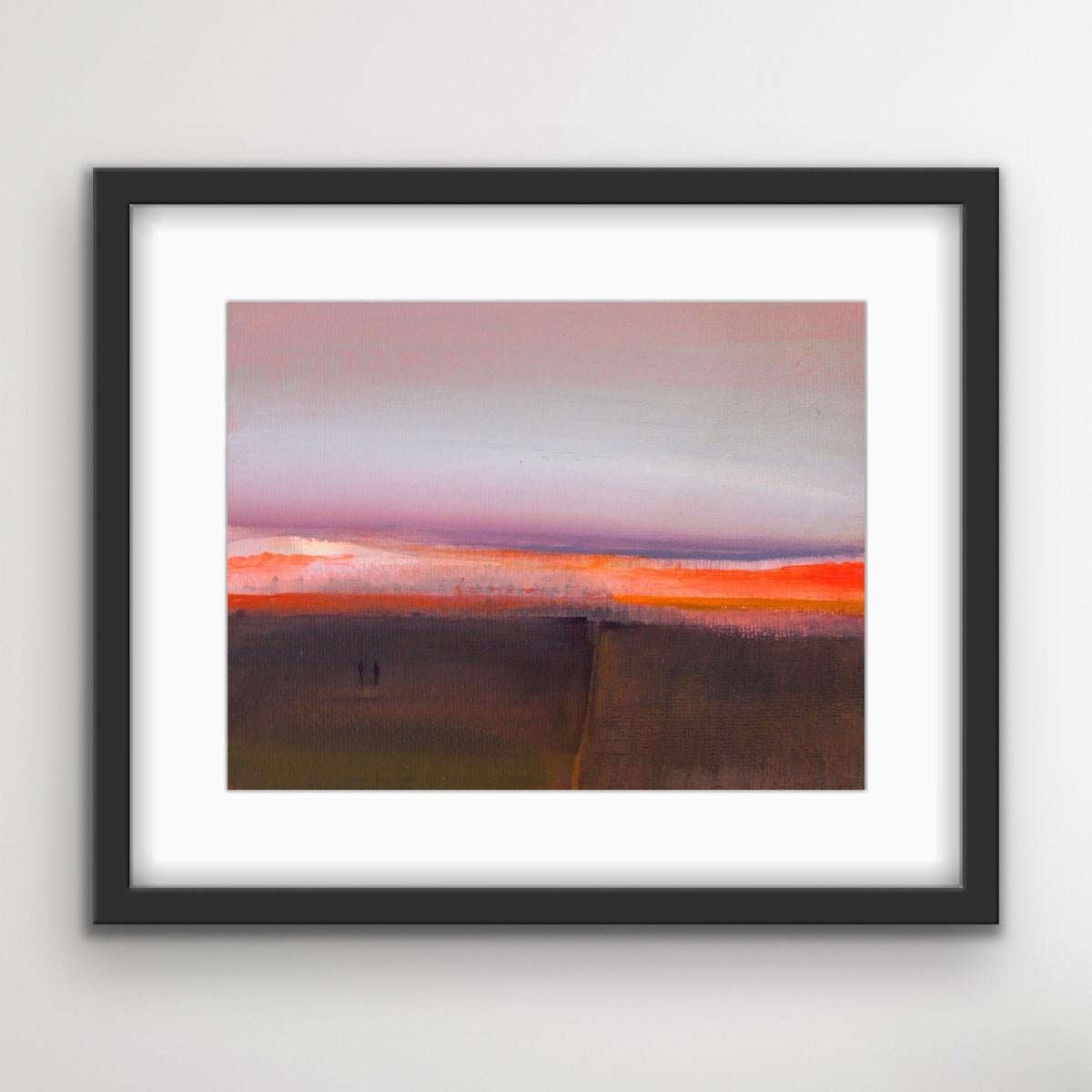 Landscape IV - Acrylic Landscape Painting, Muted colors with Bright Accents For Sale 1