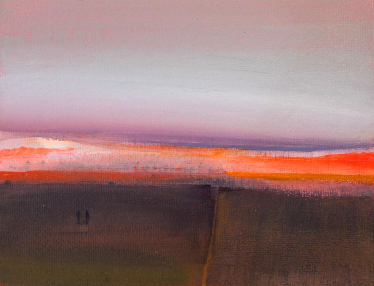 Landscape IV - Acrylic Landscape Painting, Muted colors with Bright Accents