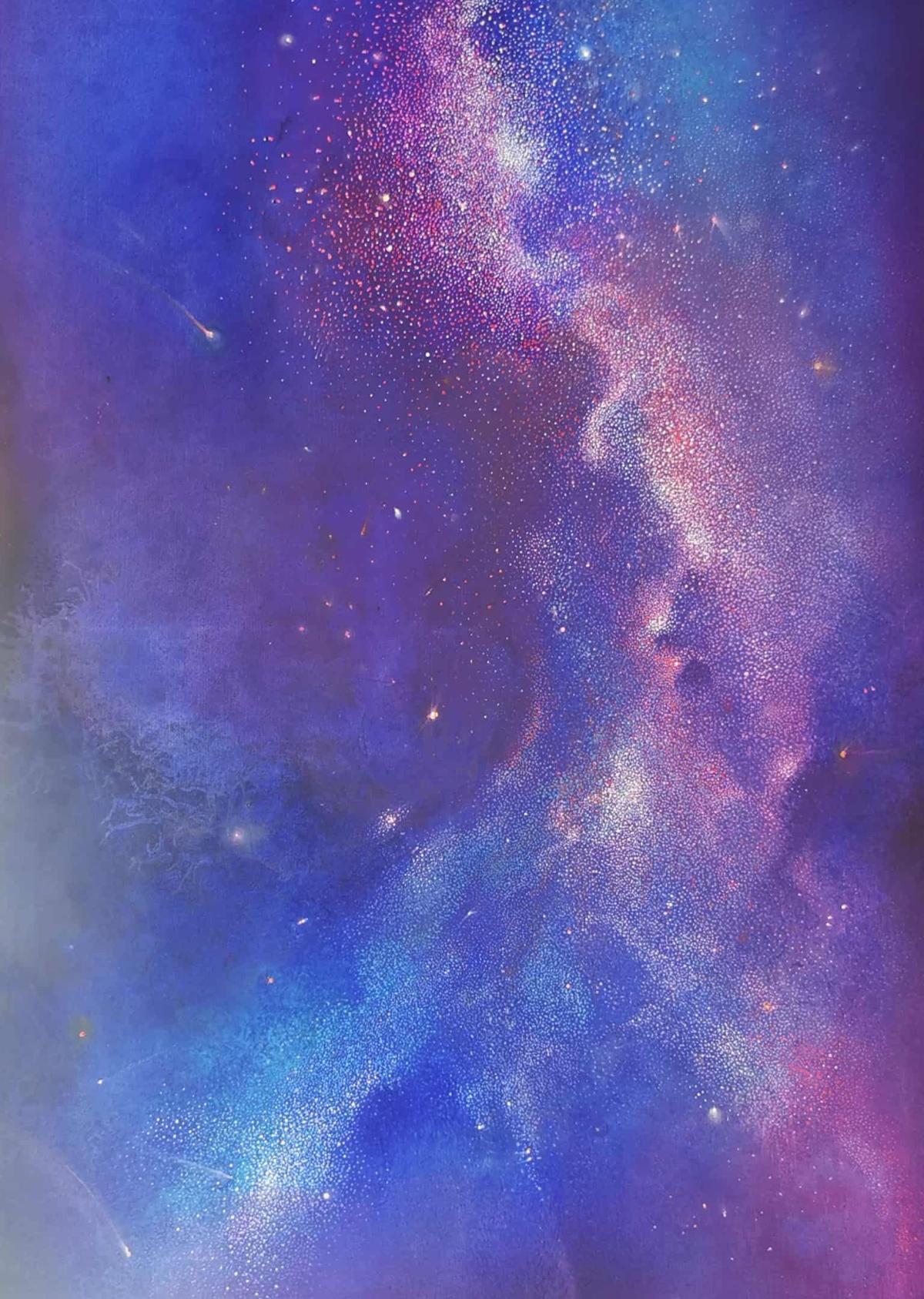 Night of falling stars 3. Contemporary Oil Landscape Painting, Polish artist