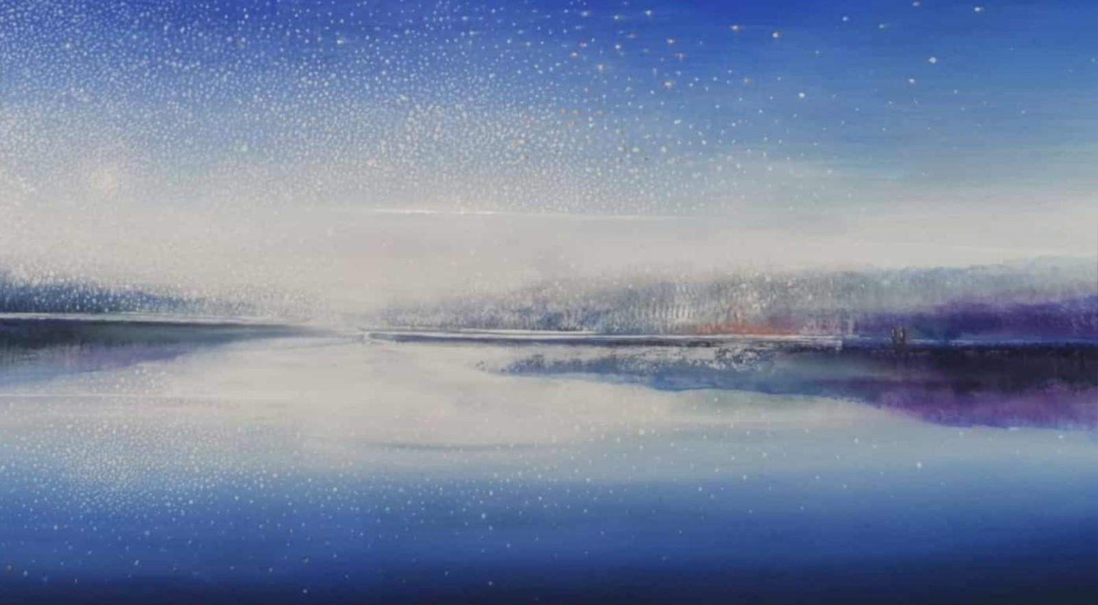 Nacht der Sternschnuppen. Zeitgenössische Öl-Landschaftsmalerei, polnischer Künstler – Painting von Barbara Hubert