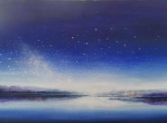 Nacht der Sternschnuppen. Zeitgenössische Öl-Landschaftsmalerei, polnischer Künstler