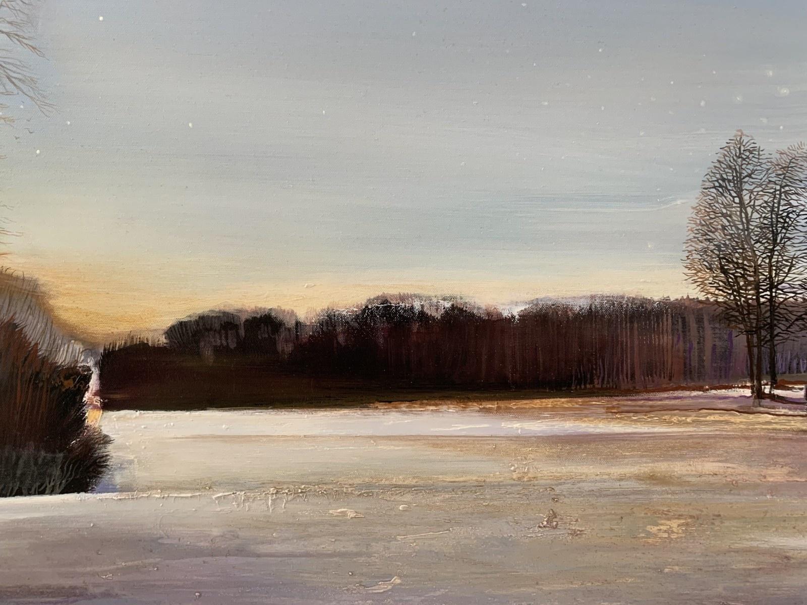 Second frosty day - Contemporary Oil Landscape Painting, Polish artist For Sale 4