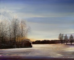 Second frosty day - Contemporary Oil Landscape Painting, Polish artist