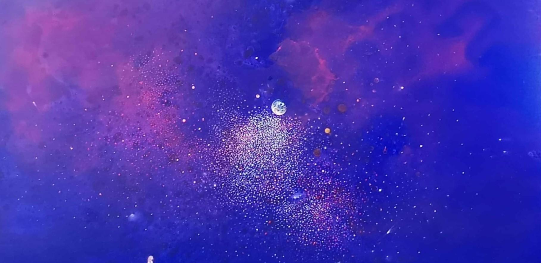 Sternenhafte Nacht 2. Zeitgenössische abstrakte Landschaftsmalerei in Öl, polnischer Künstler – Painting von Barbara Hubert