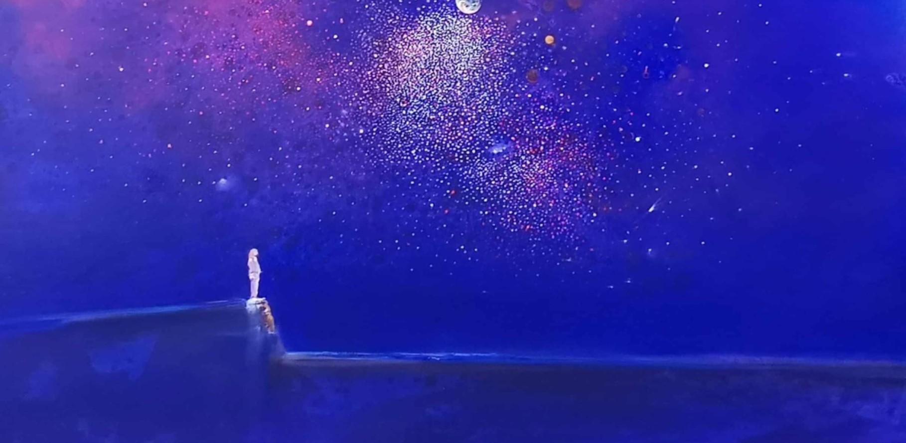 Zeitgenössisches figuratives Ölgemälde auf Leinwand der polnischen Künstlerin Barbara Hubert. Die Kunstwerke stellen Landschaften oder sogar Wasserlandschaften in abstrakter Weise dar. Es hat subtile Farben mit leuchtenden Farben. Die Atmosphäre