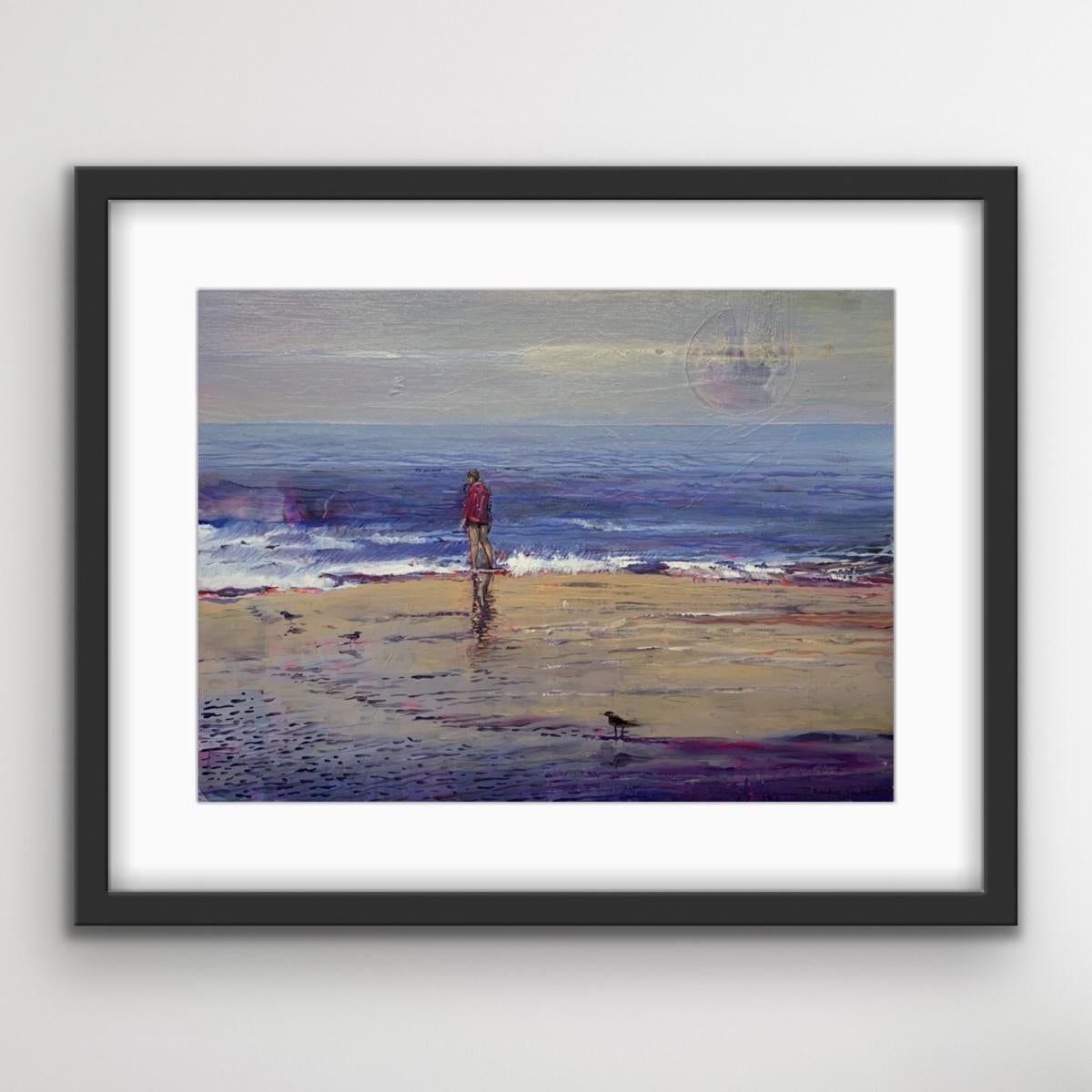 La plage - Peinture contemporaine à l'acrylique sur carton, paysage, art polonais en vente 1