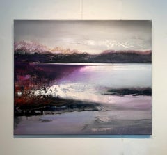 L'alba. Pittura astratta ad olio contemporanea di paesaggio, artista polacco