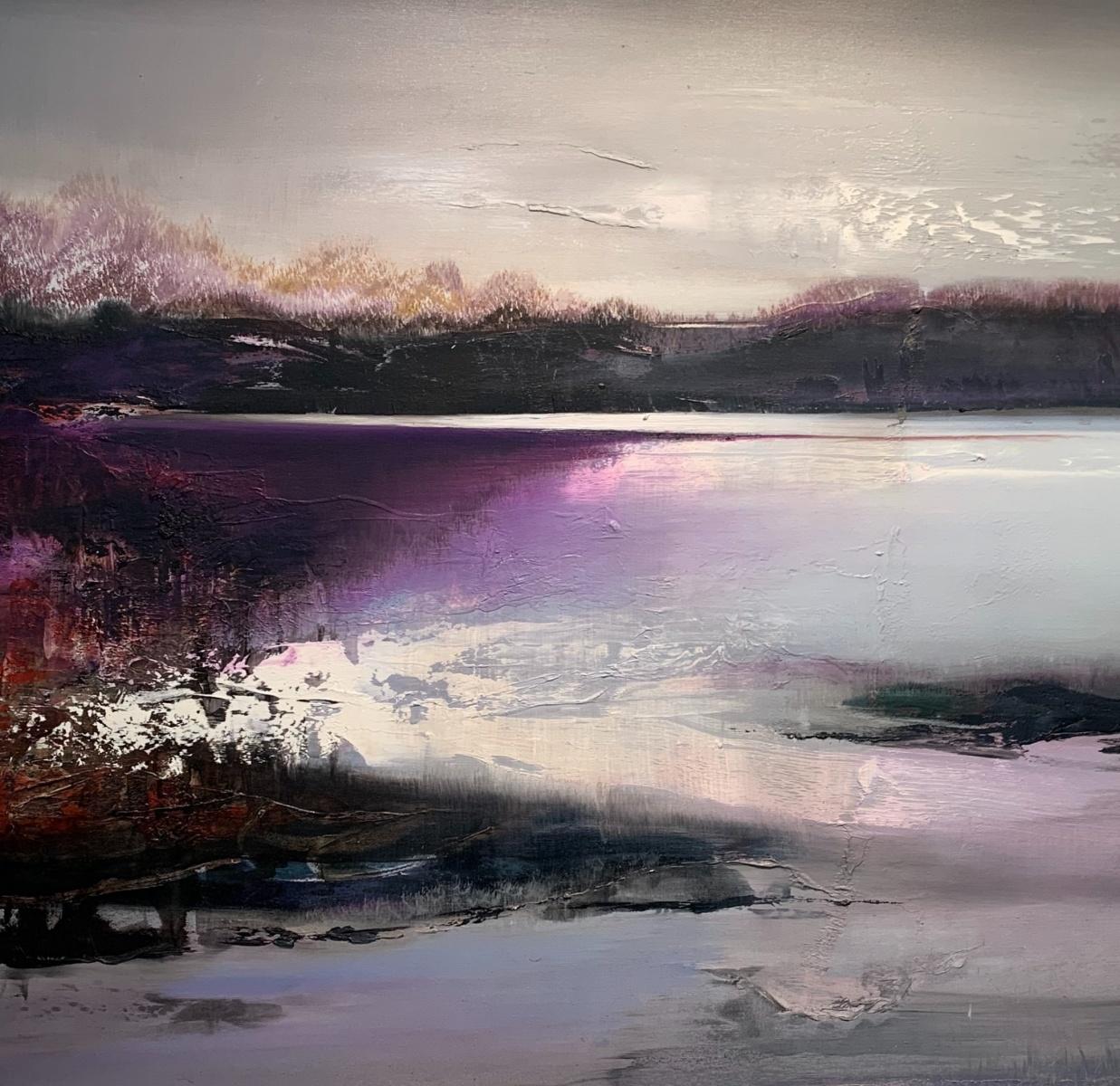 The Dawn. Peinture abstraite contemporaine de paysage à l'huile, artiste polonais - Autres styles artistiques Painting par Barbara Hubert