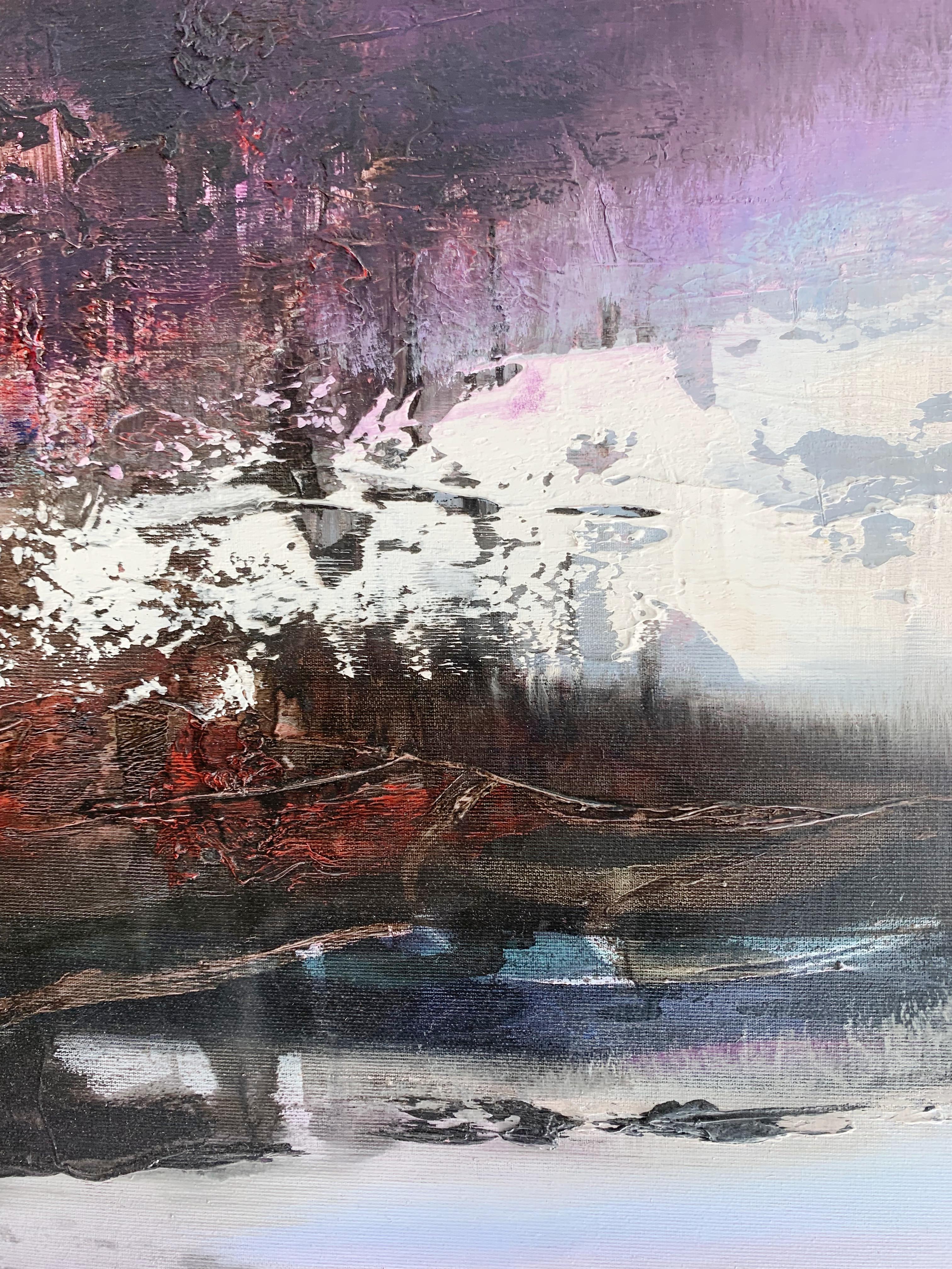 The Dawn. Peinture abstraite contemporaine de paysage à l'huile, artiste polonais en vente 2