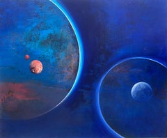 Venus und Mars. Contemporary Acrylic Painting, Galaxie, Großformat, Polnischer Künstler