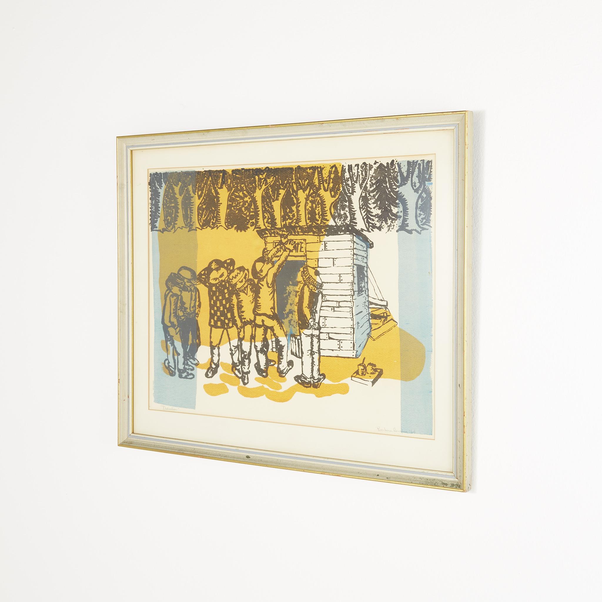 Mid-Century Modern Barbara Hughes Mid Century Lithograph Art
