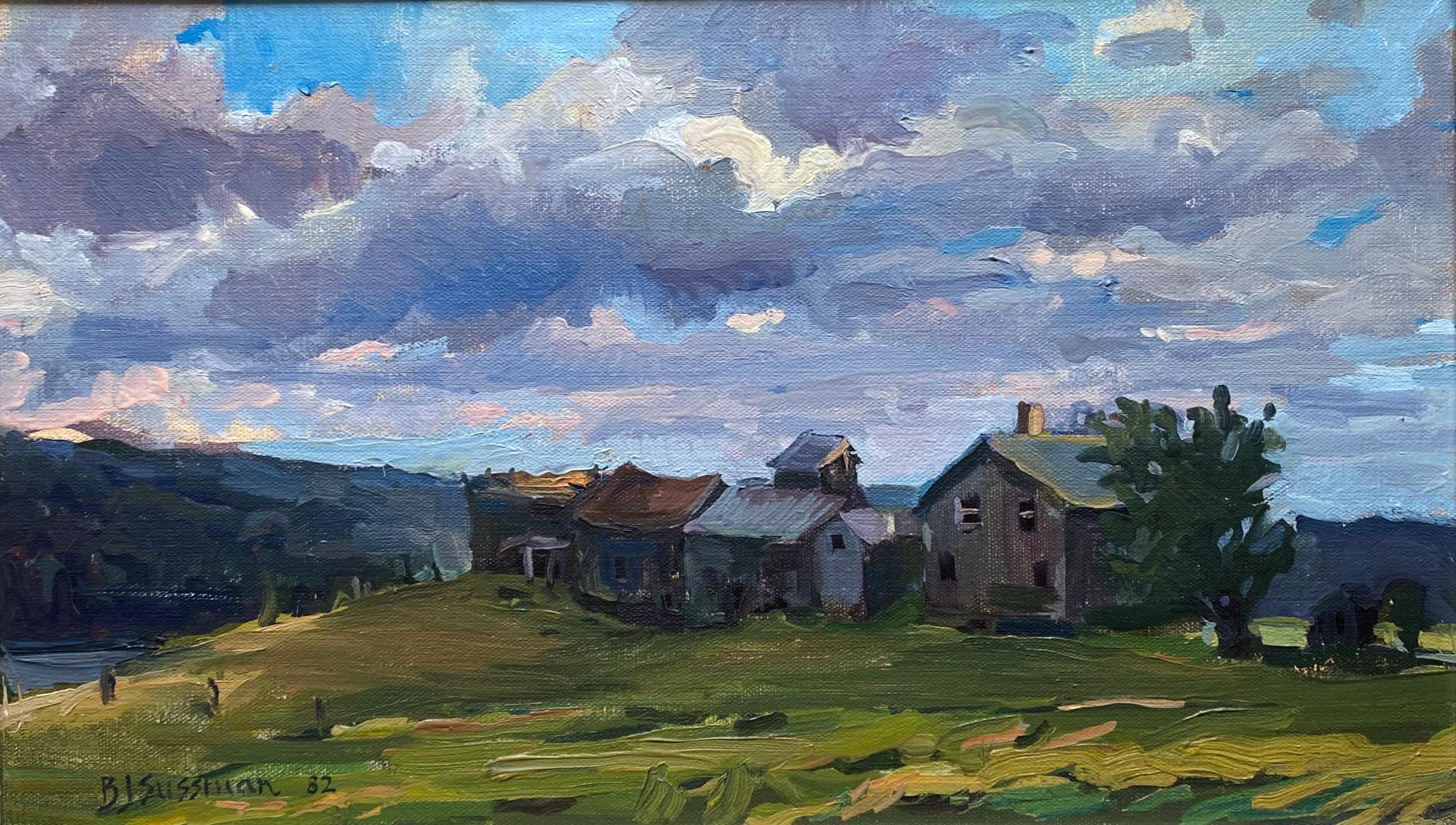 Flusstal und Bauernhof – Painting von Barbara J. Sussman
