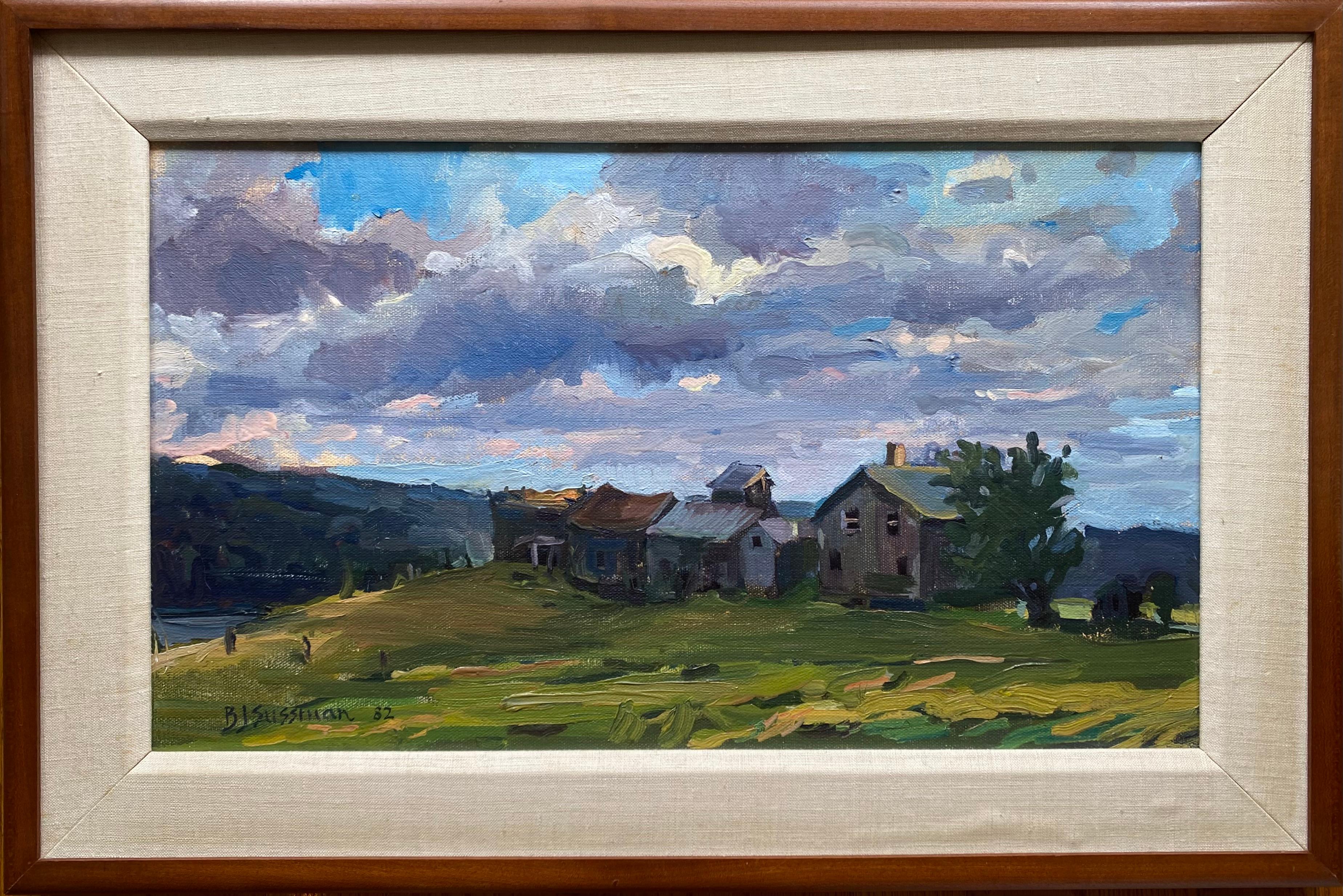 Barbara J. Sussman Landscape Painting – Flusstal und Bauernhof