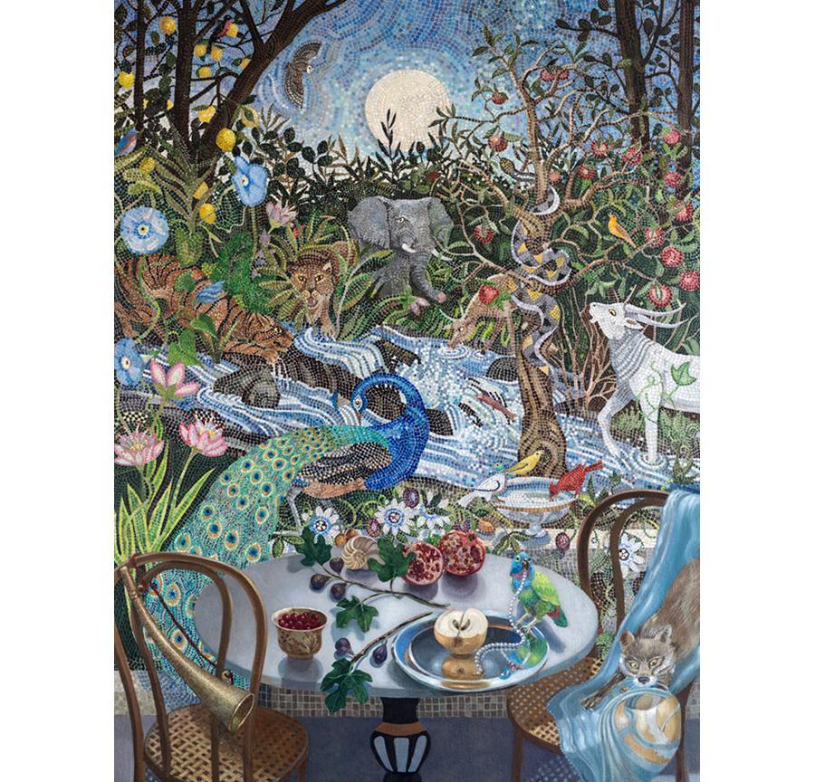 Nightfall in the Garden - Painting by Barbara Kassel