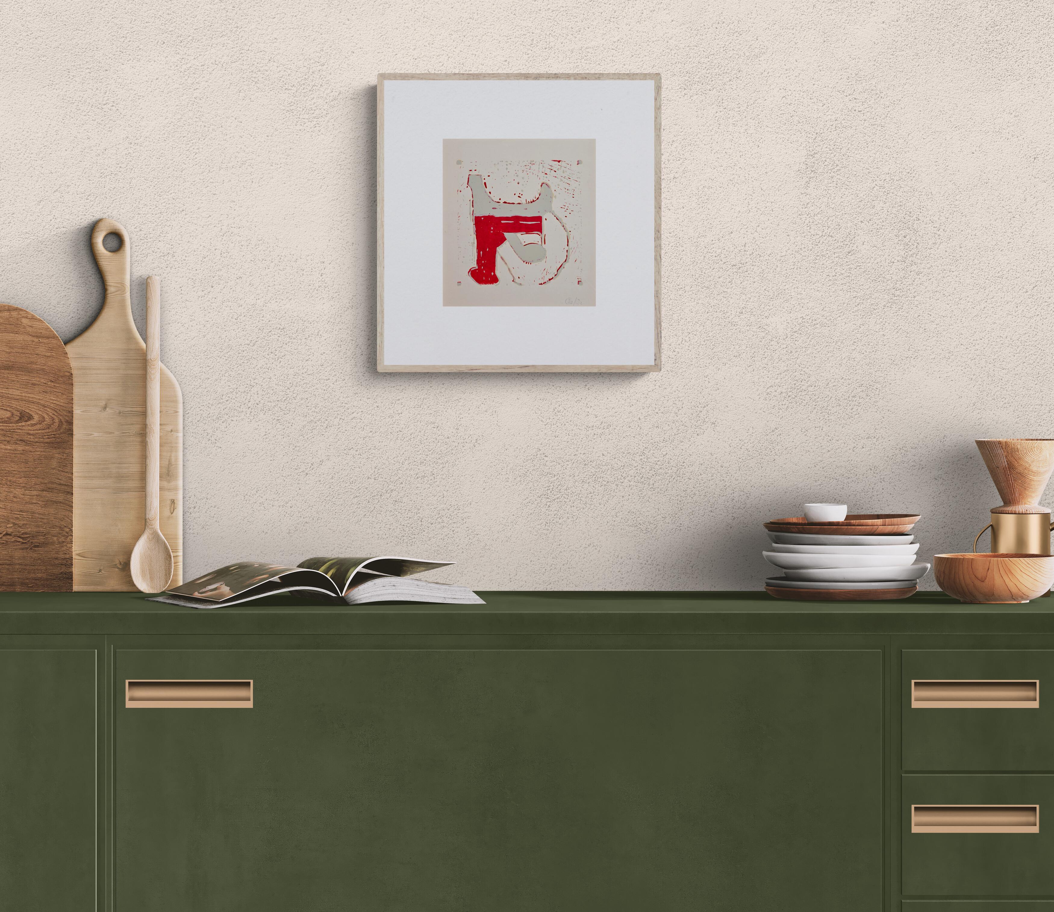 Untitled (XX) (Abstract, Red, Grey) (25% OFF LIST PRICE) - Print by Barbara Keidel