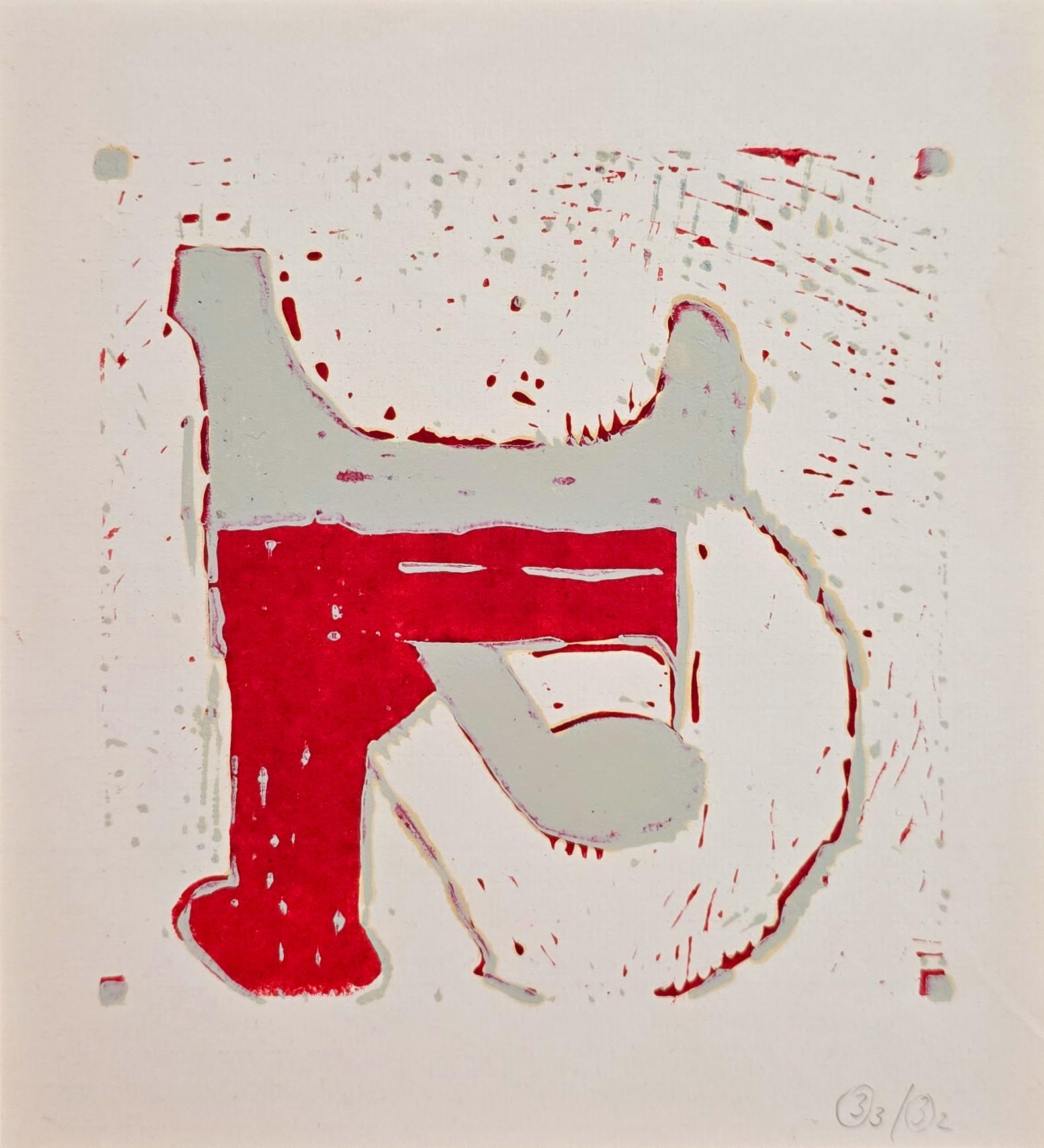 Barbara Keidel Abstract Print - Untitled (XX) (Abstract, Red, Grey) (25% OFF LIST PRICE)