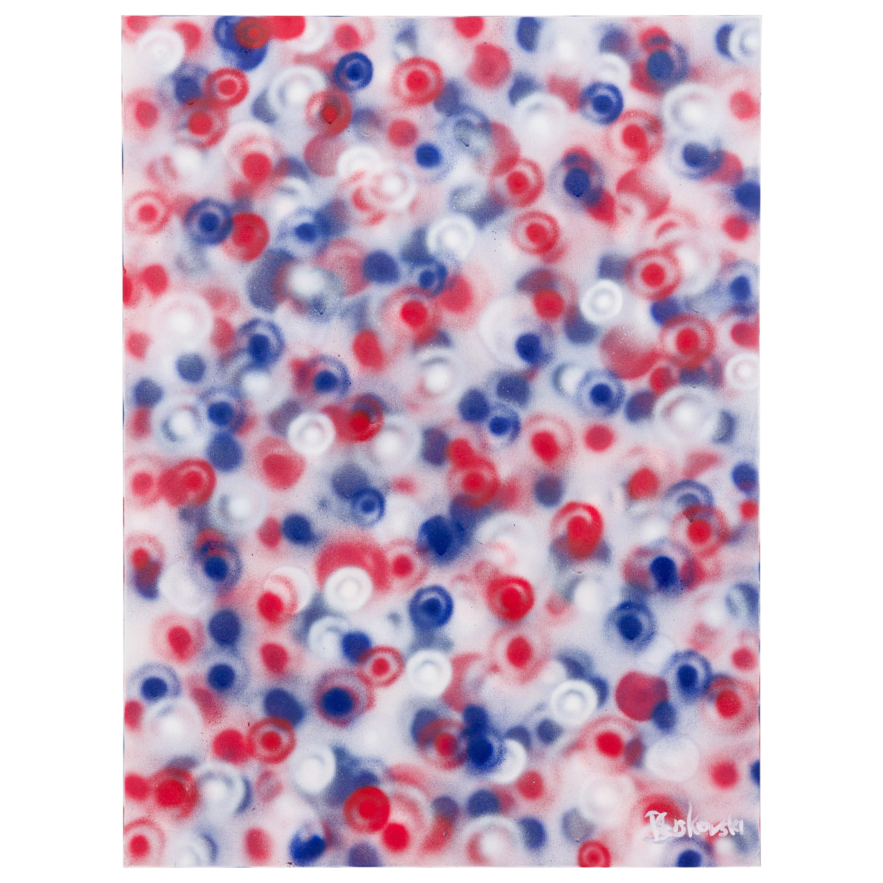 Barbara Kiskovski Spray-Painted Acrylic on Canvas, Red, White 
Blue". (2024) For Sale