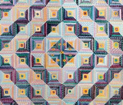 Optical Art Female Artist 1980s Abstract Geometric Watercolor Pastel  Signed